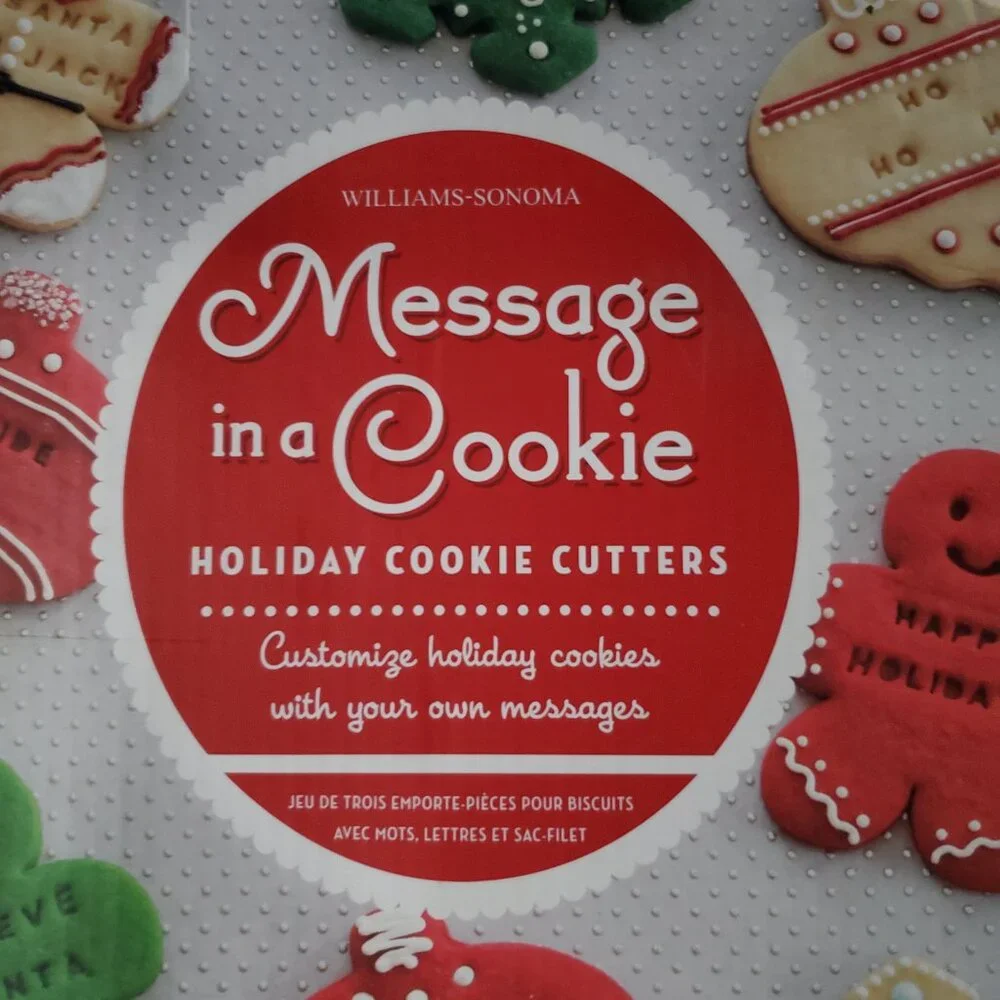 Williams Sonoma Message in a Cookie Holiday Cookie Cutters and Cookie Recipe